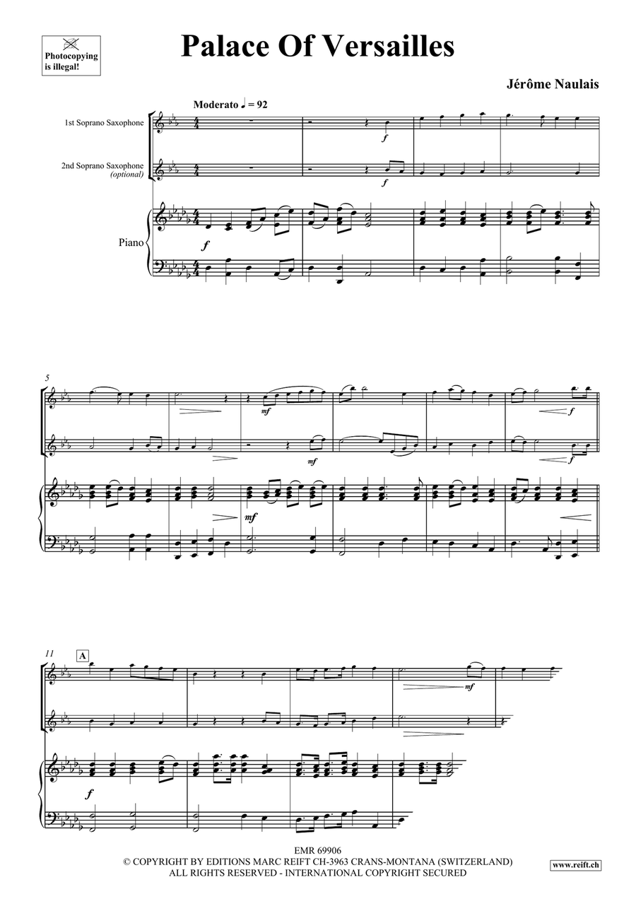 Palace Of Versailles Palace Of Versailles Soprano Saxophone scores gallery preview page 4