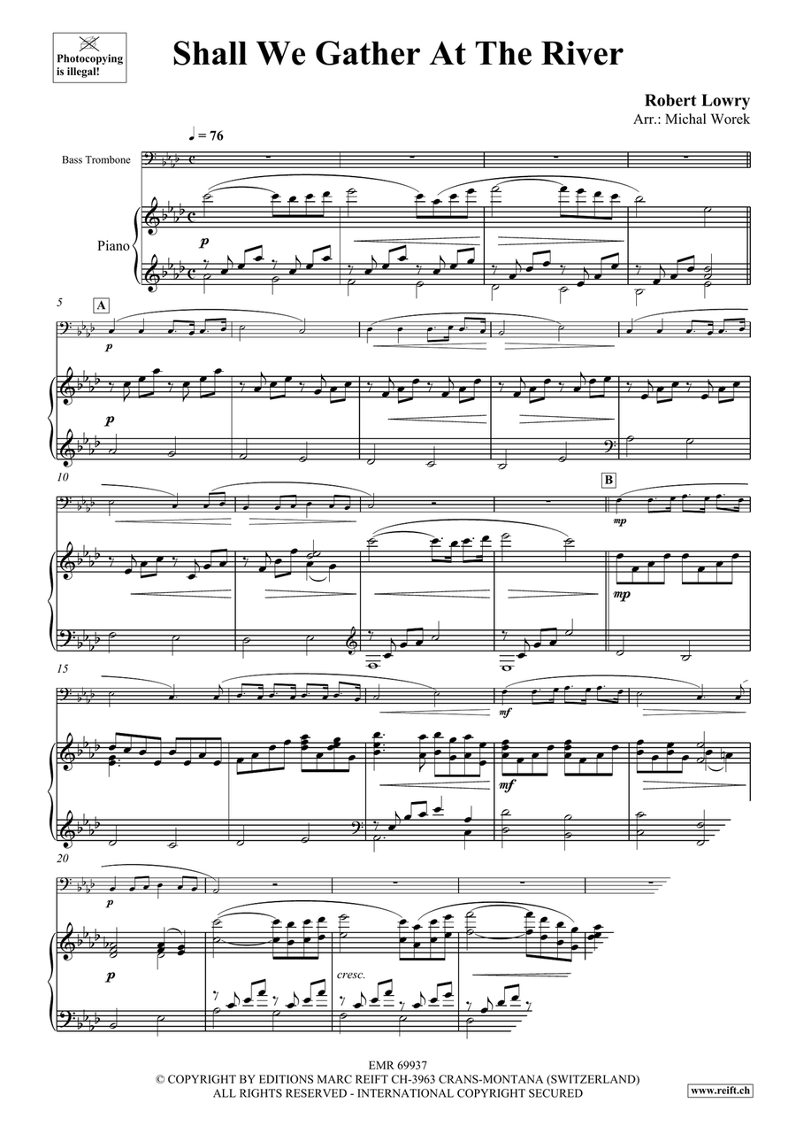 Shall We Gather At The River Bass Trombone scores gallery preview page 3