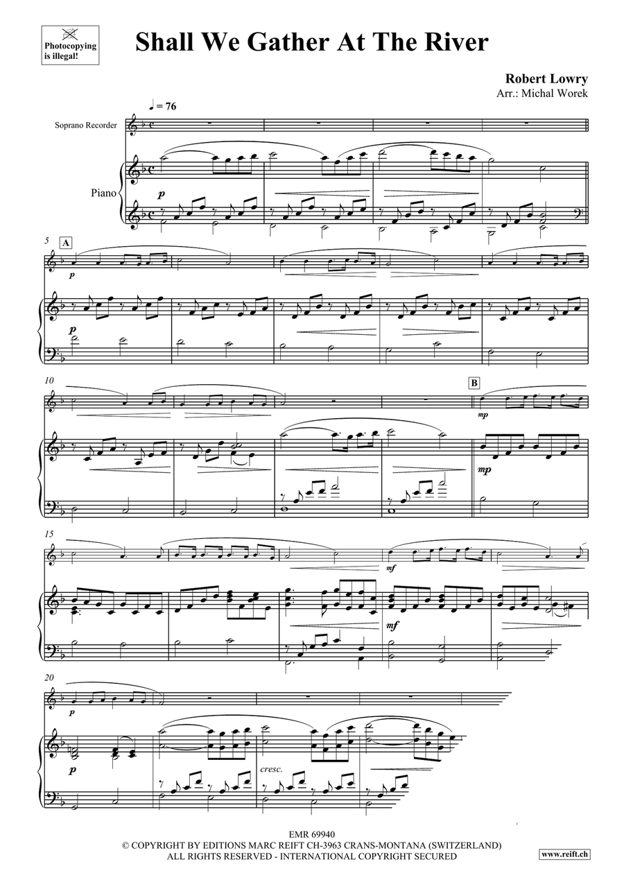 Shall We Gather At The River Soprano Recorder scores gallery preview page 3