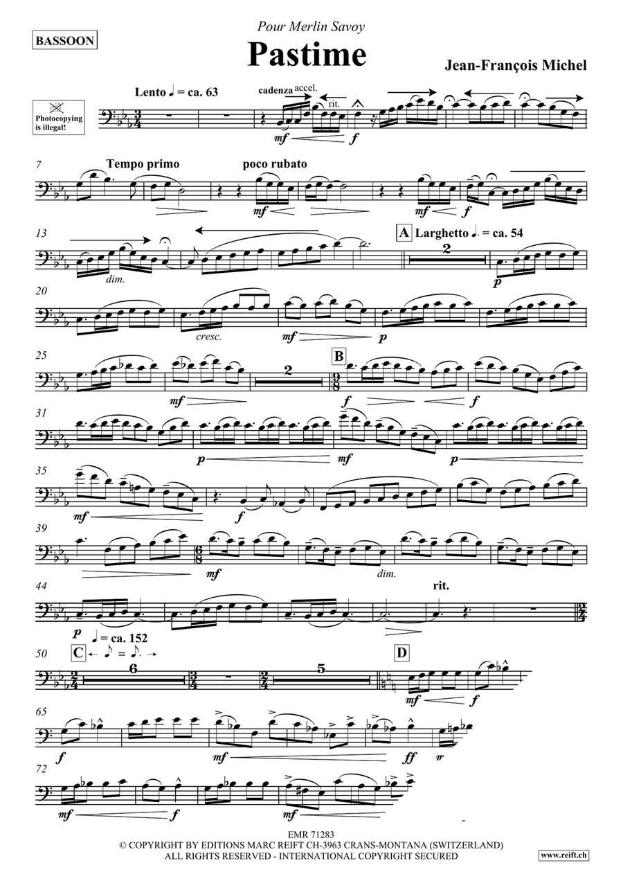 Pastime by Jean-Francois Michel Bassoon Solo - Sheet Music page 4