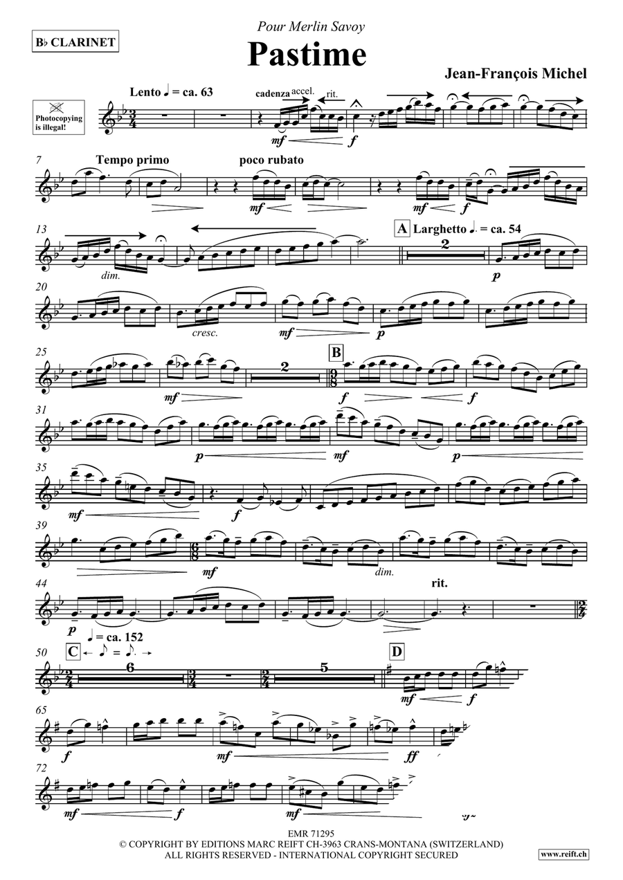 Pastime Pastime Clarinet Solo scores gallery preview page 4