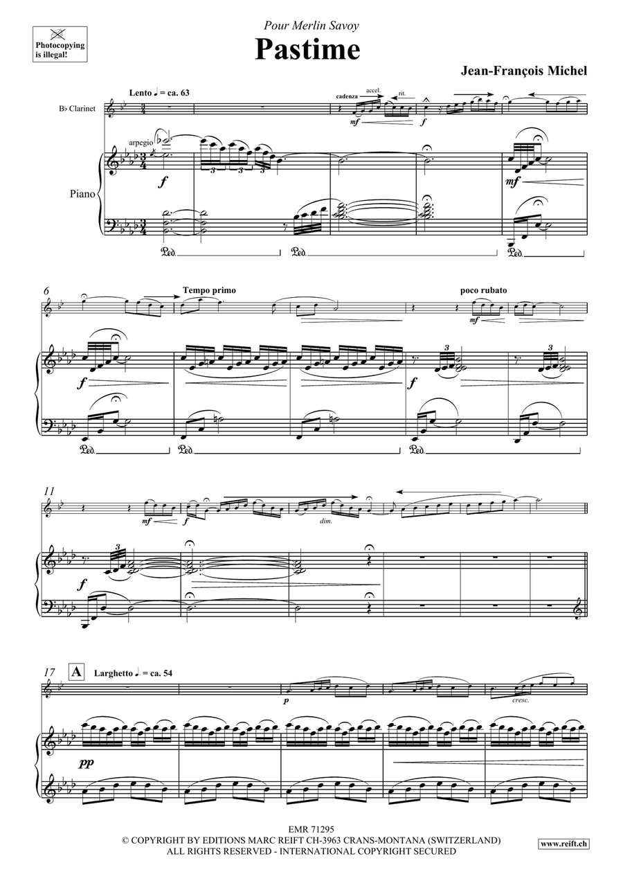 Pastime Pastime Clarinet Solo scores gallery preview page 5