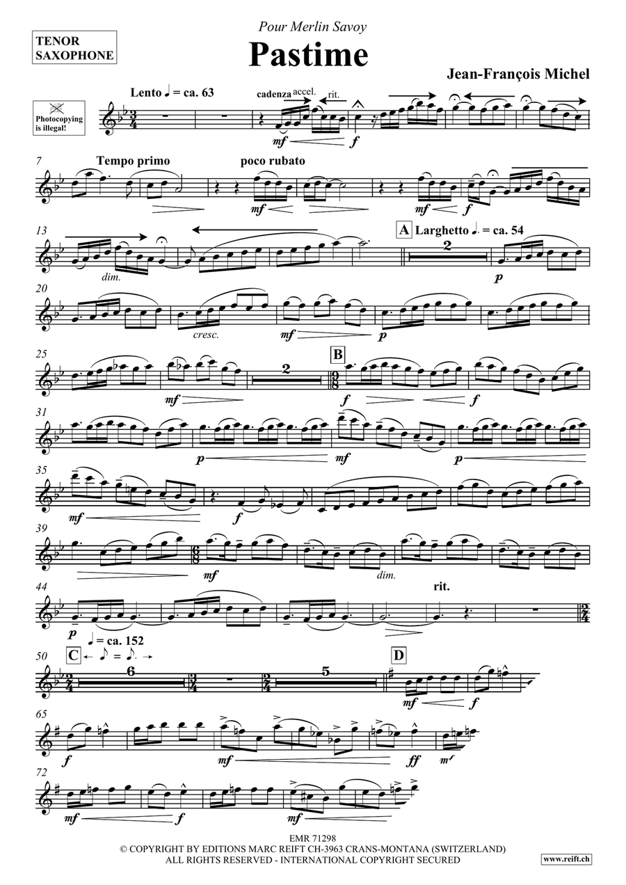 Pastime Pastime Tenor Saxophone scores gallery preview page 4