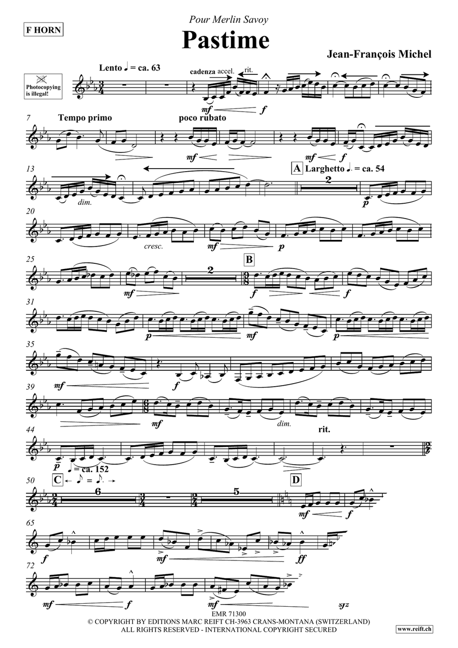 Pastime by Jean-Francois Michel Horn - Sheet Music page 4