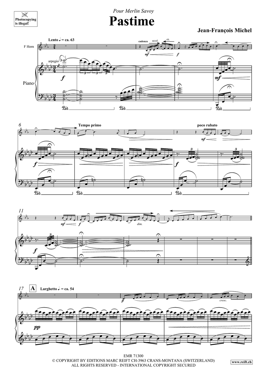 Pastime by Jean-Francois Michel Horn - Sheet Music page 5