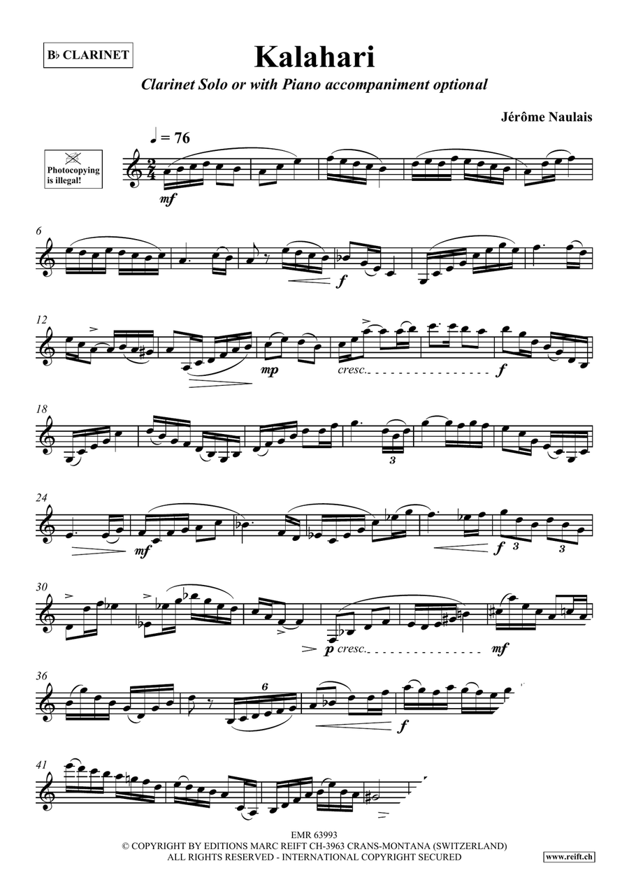 Kalahari Kalahari Clarinet Solo scores gallery preview page 4