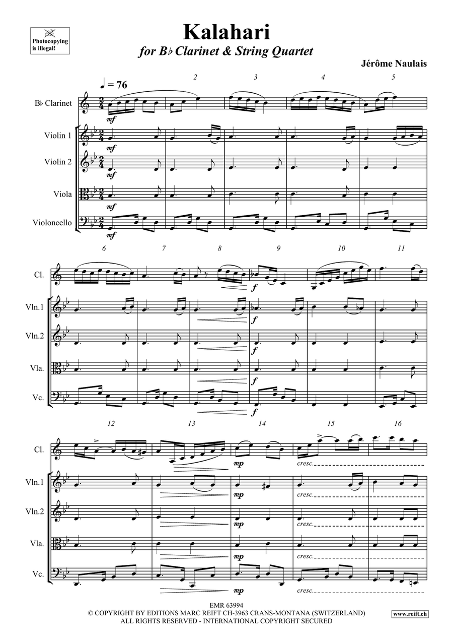 Kalahari Kalahari Clarinet scores gallery preview page 4