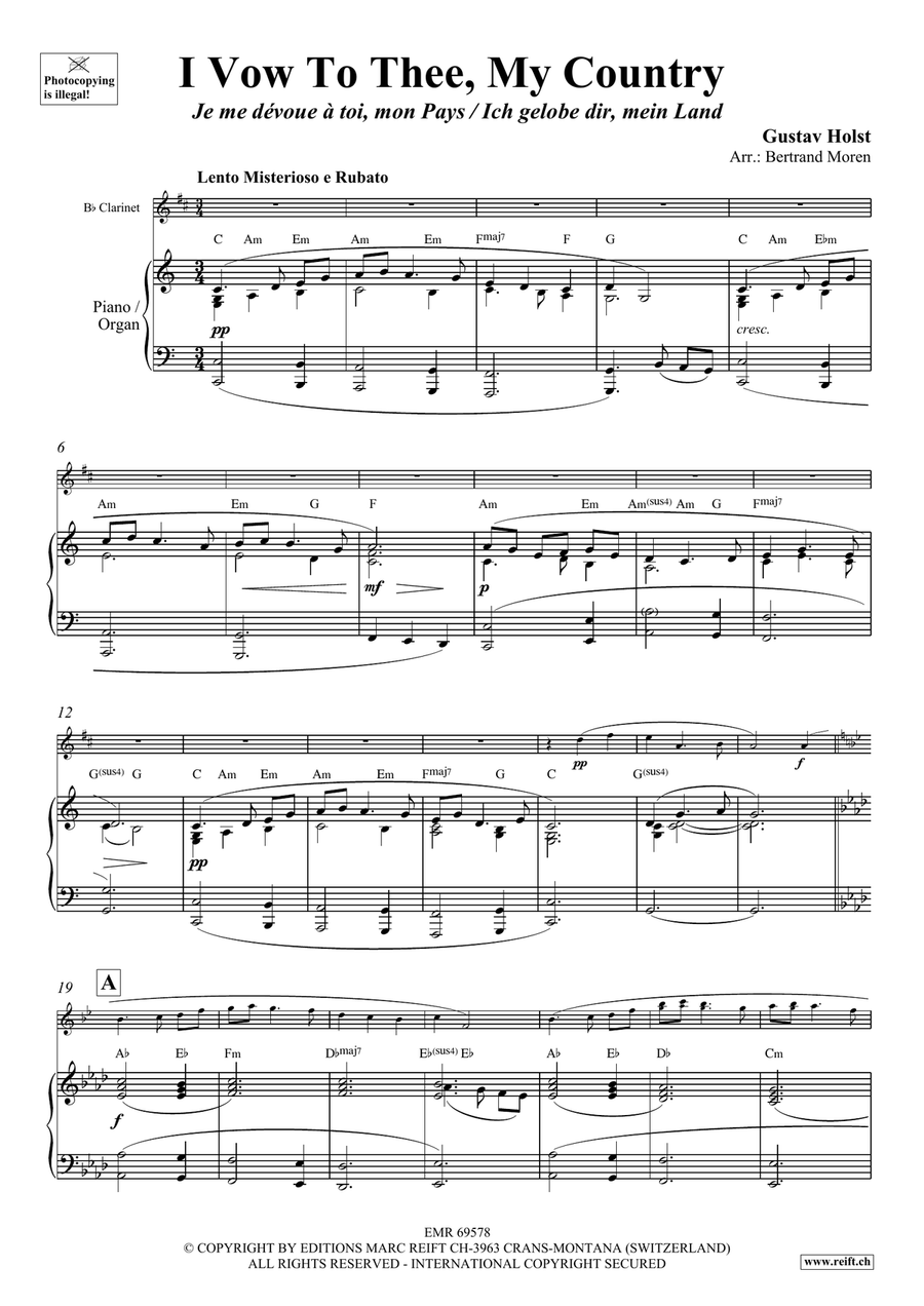 I Vow To Thee, My Country Clarinet Solo scores gallery preview page 3