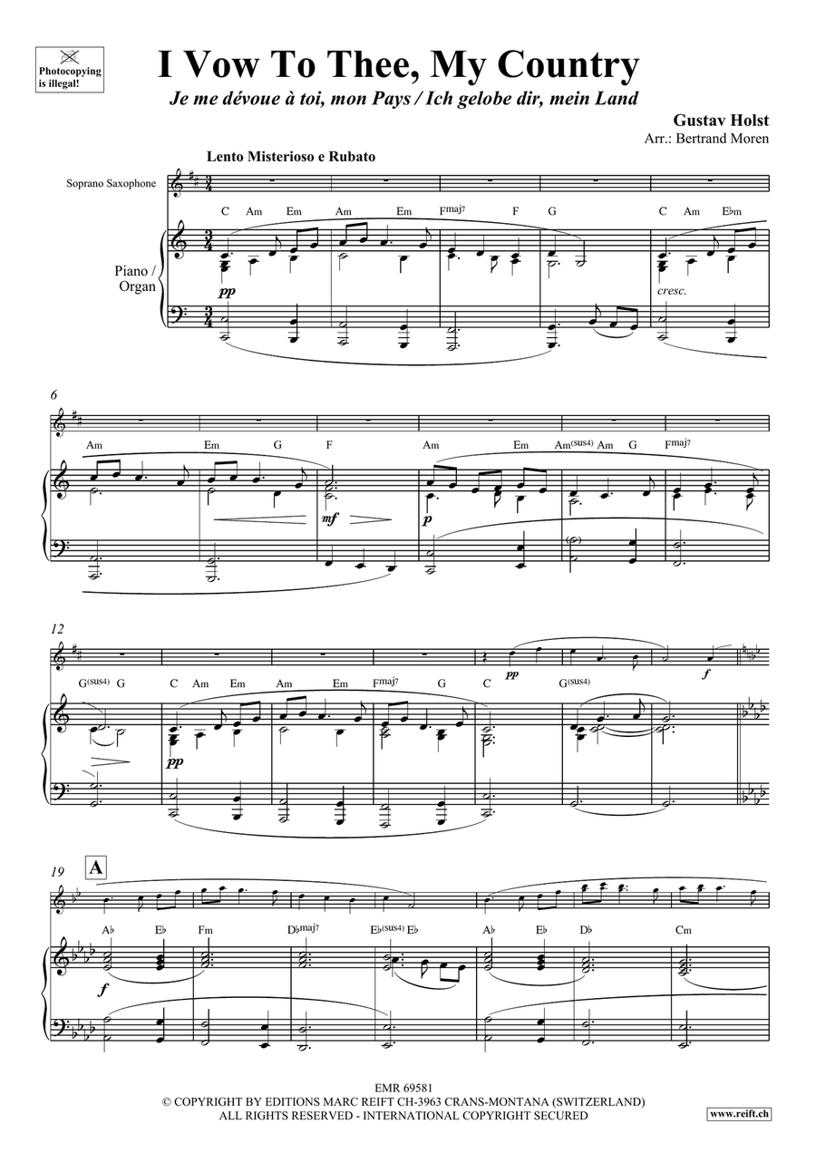 I Vow To Thee, My Country Soprano Saxophone scores gallery preview page 3