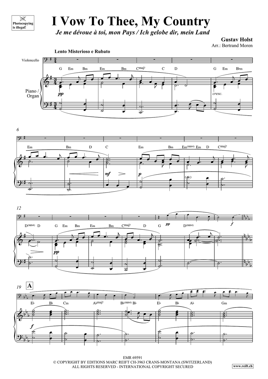 I Vow To Thee, My Country Piano Accompaniment scores gallery preview page 3