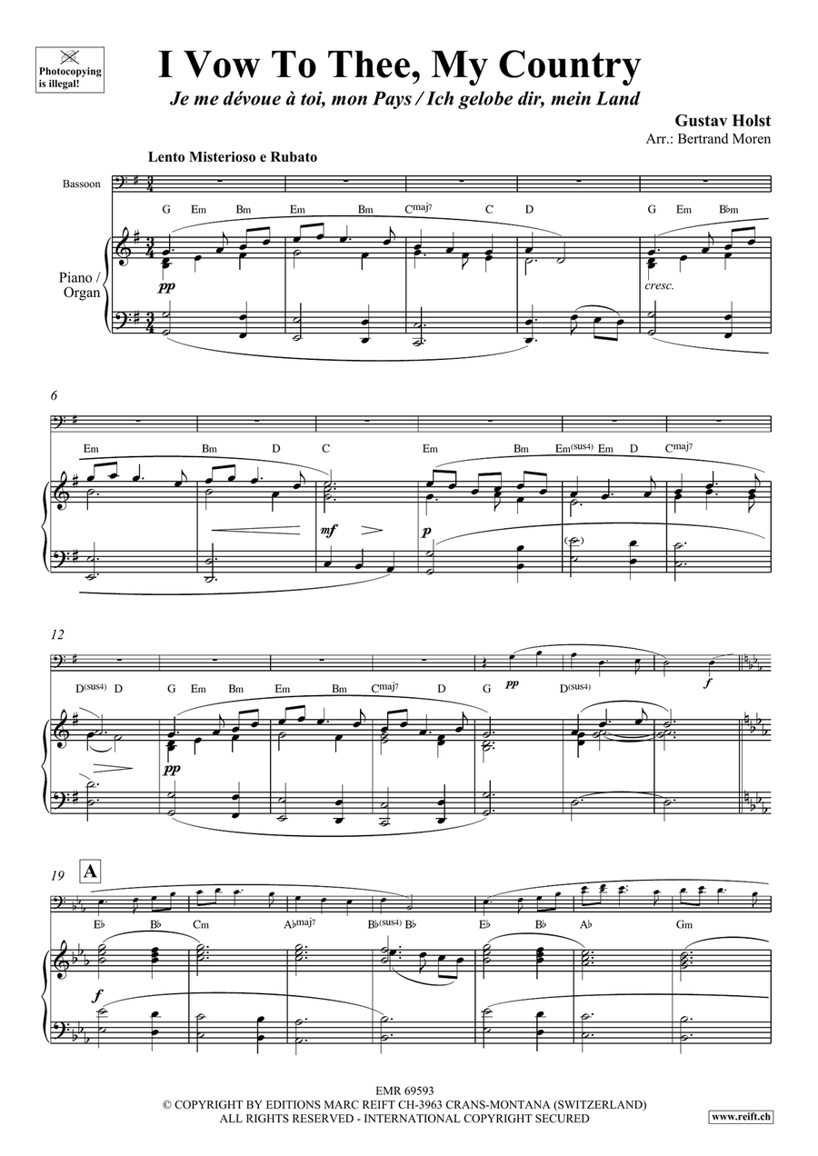I Vow To Thee, My Country Bassoon Solo scores gallery preview page 3