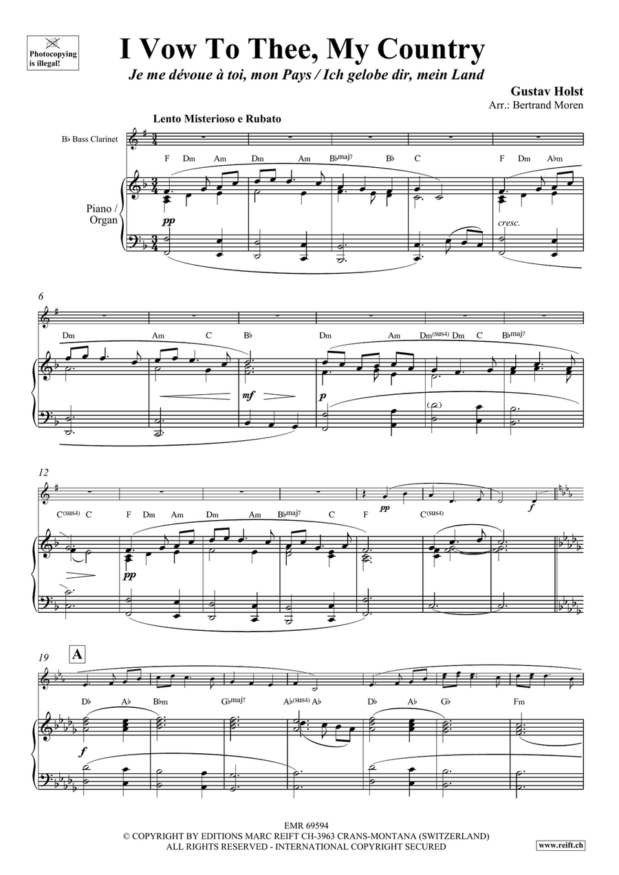 I Vow To Thee, My Country Bass Clarinet scores gallery preview page 3