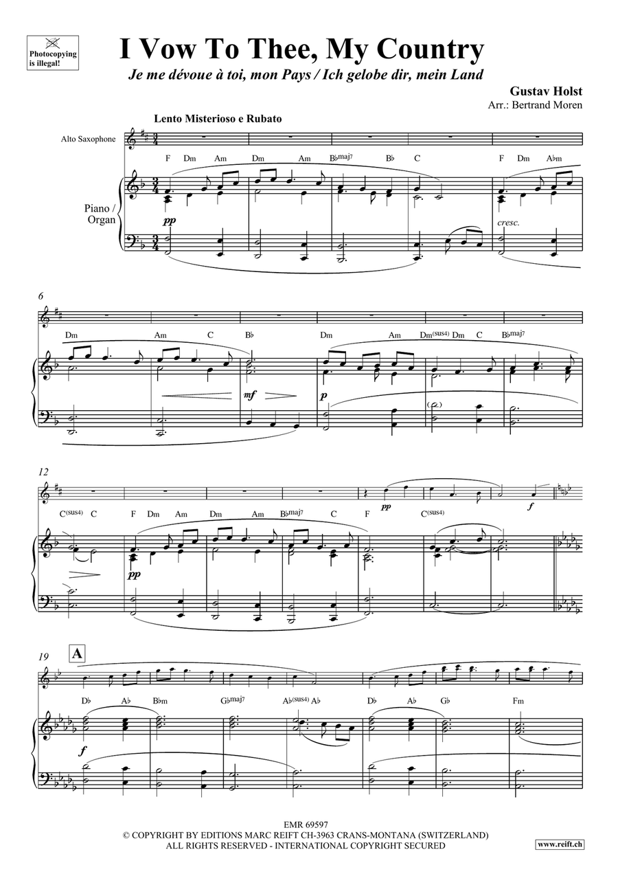 I Vow To Thee, My Country Alto Saxophone scores gallery preview page 3