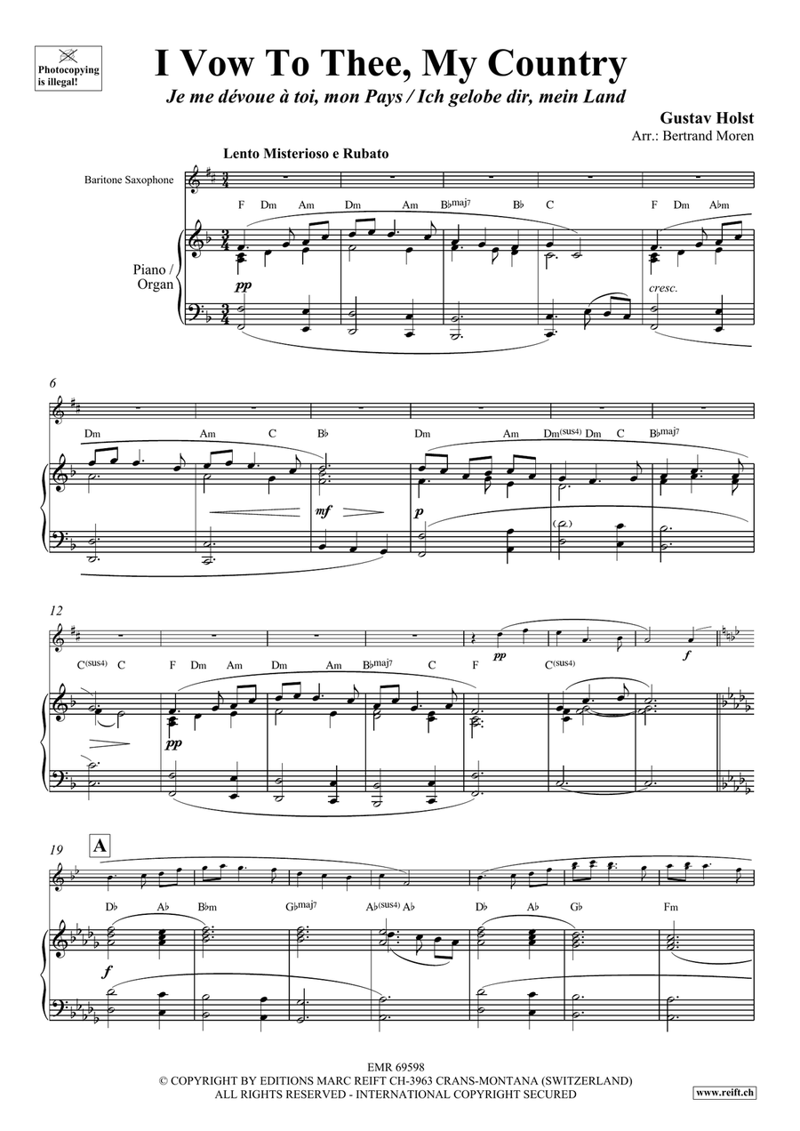 I Vow To Thee, My Country Baritone Saxophone scores gallery preview page 3