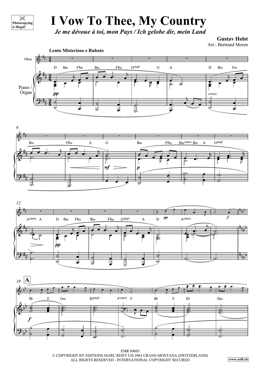 I Vow To Thee, My Country Piano Accompaniment scores gallery preview page 3