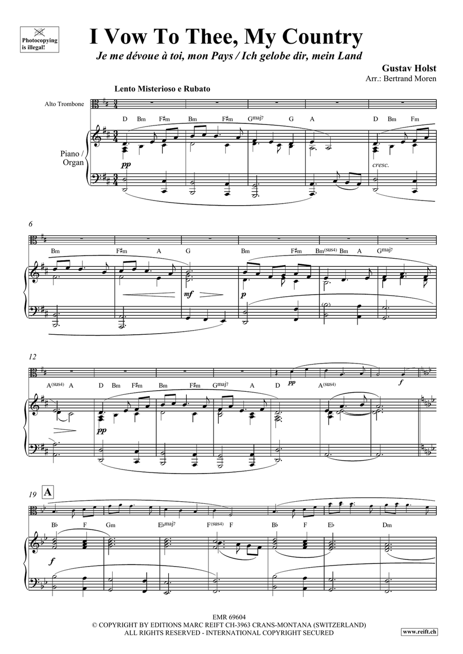 I Vow To Thee, My Country Piano Accompaniment scores gallery preview page 3