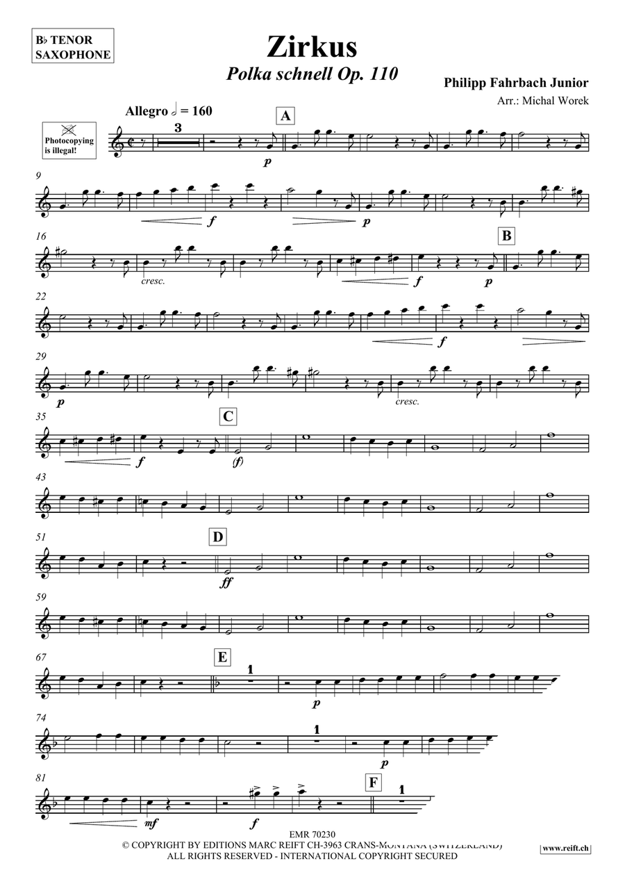 Zirkus Zirkus Tenor Saxophone scores gallery preview page 3