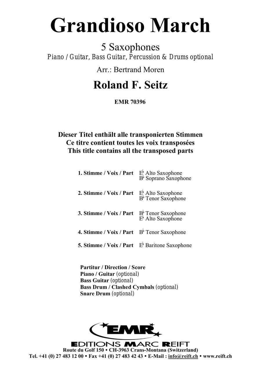 Grandioso March Grandioso March Saxophone Quintet scores gallery preview page 2