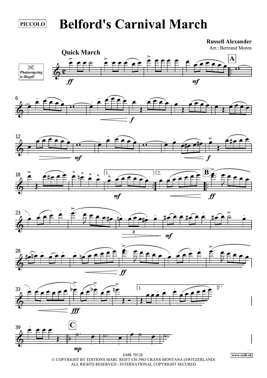Belford's Carnival March by Russell Alexander Piccolo - Sheet Music page 3