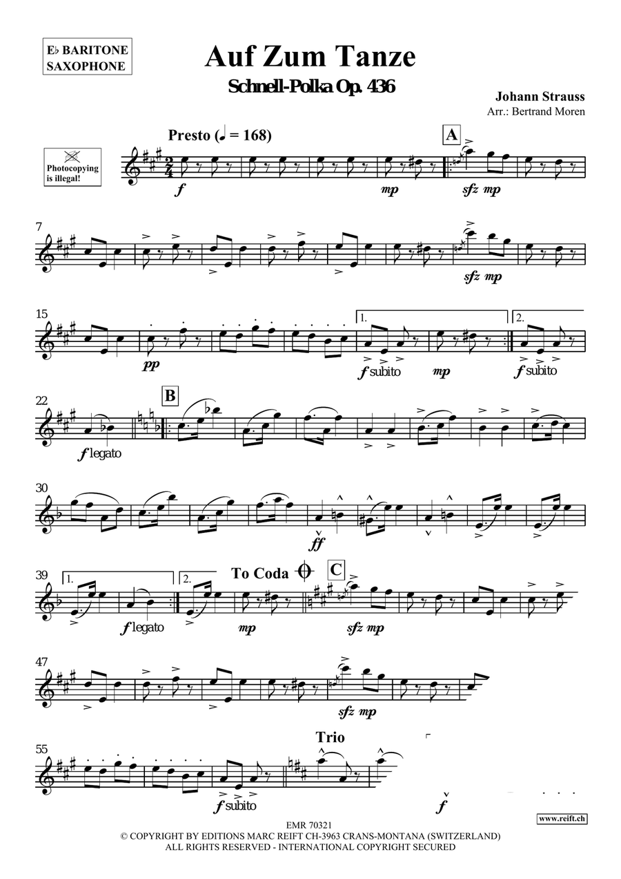 Auf Zum Tanze Baritone Saxophone scores gallery preview page 3