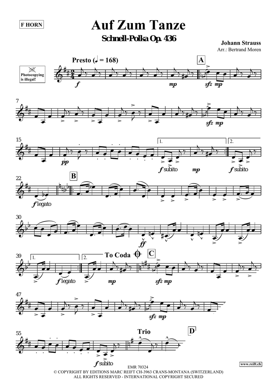 Auf Zum Tanze Auf Zum Tanze Horn scores gallery preview page 3