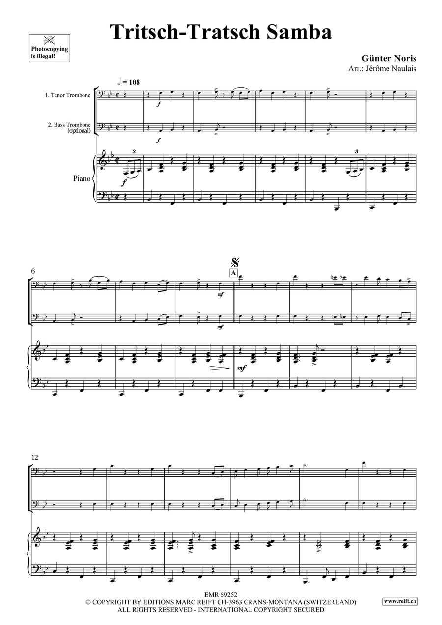 Tritsch-Tratsch Samba Trombone scores gallery preview page 4
