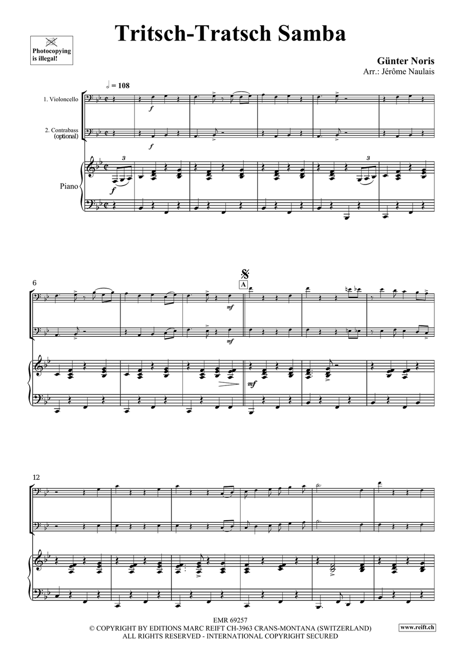 Tritsch-Tratsch Samba Double Bass scores gallery preview page 4