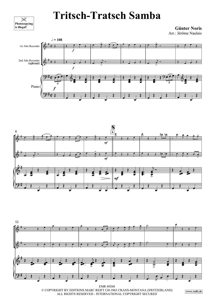 Tritsch-Tratsch Samba Alto Recorder scores gallery preview page 4