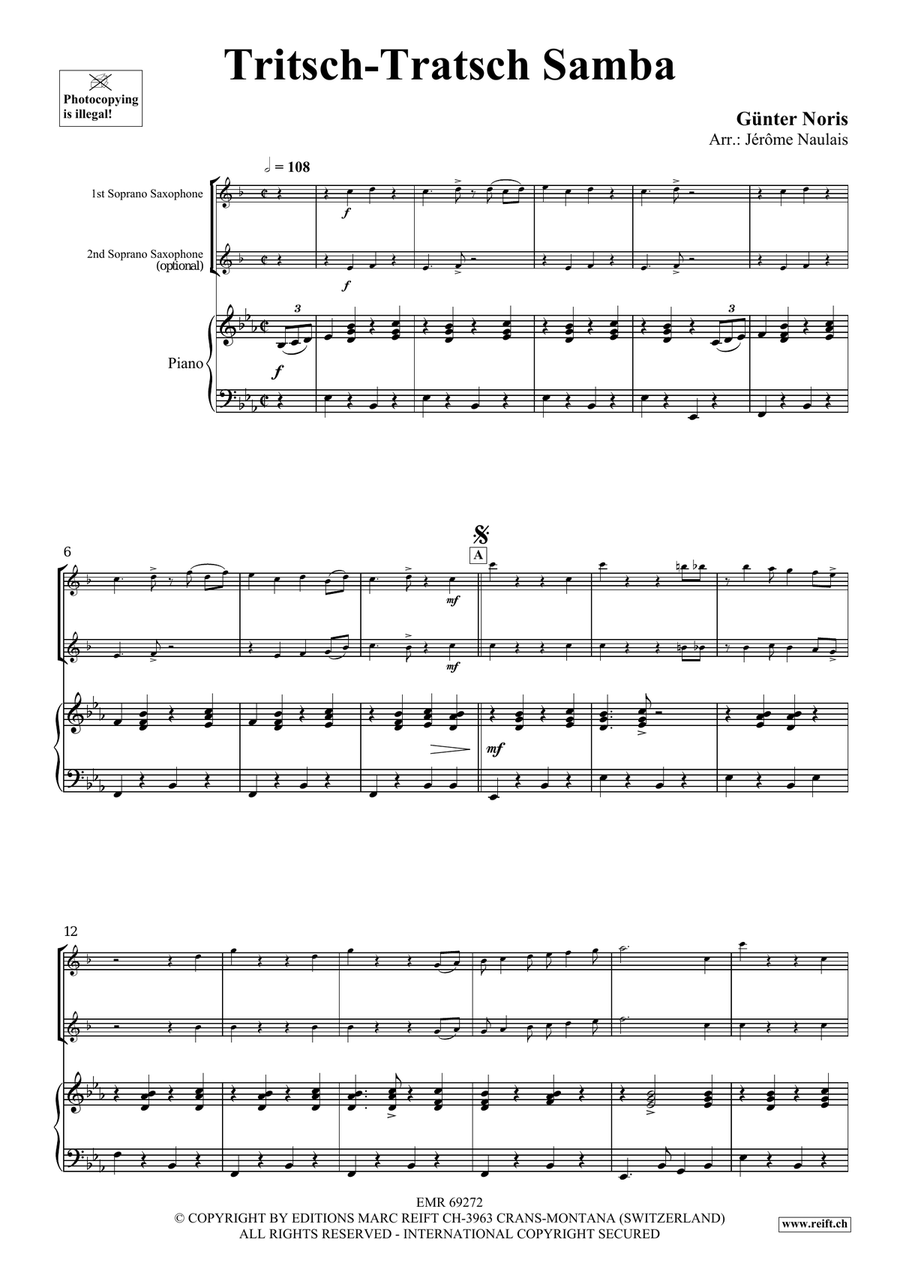 Tritsch-Tratsch Samba Soprano Saxophone scores gallery preview page 4
