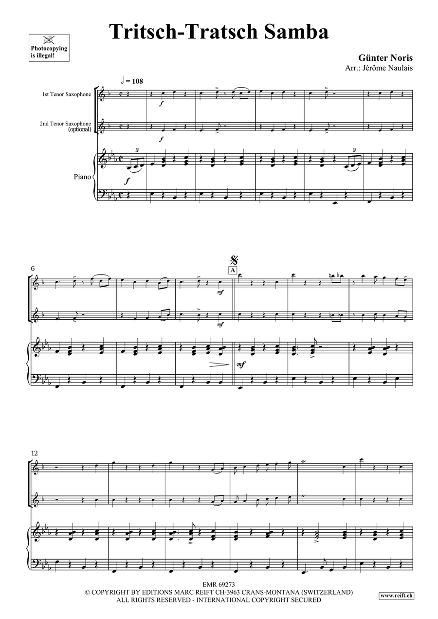 Tritsch-Tratsch Samba Tenor Saxophone scores gallery preview page 4