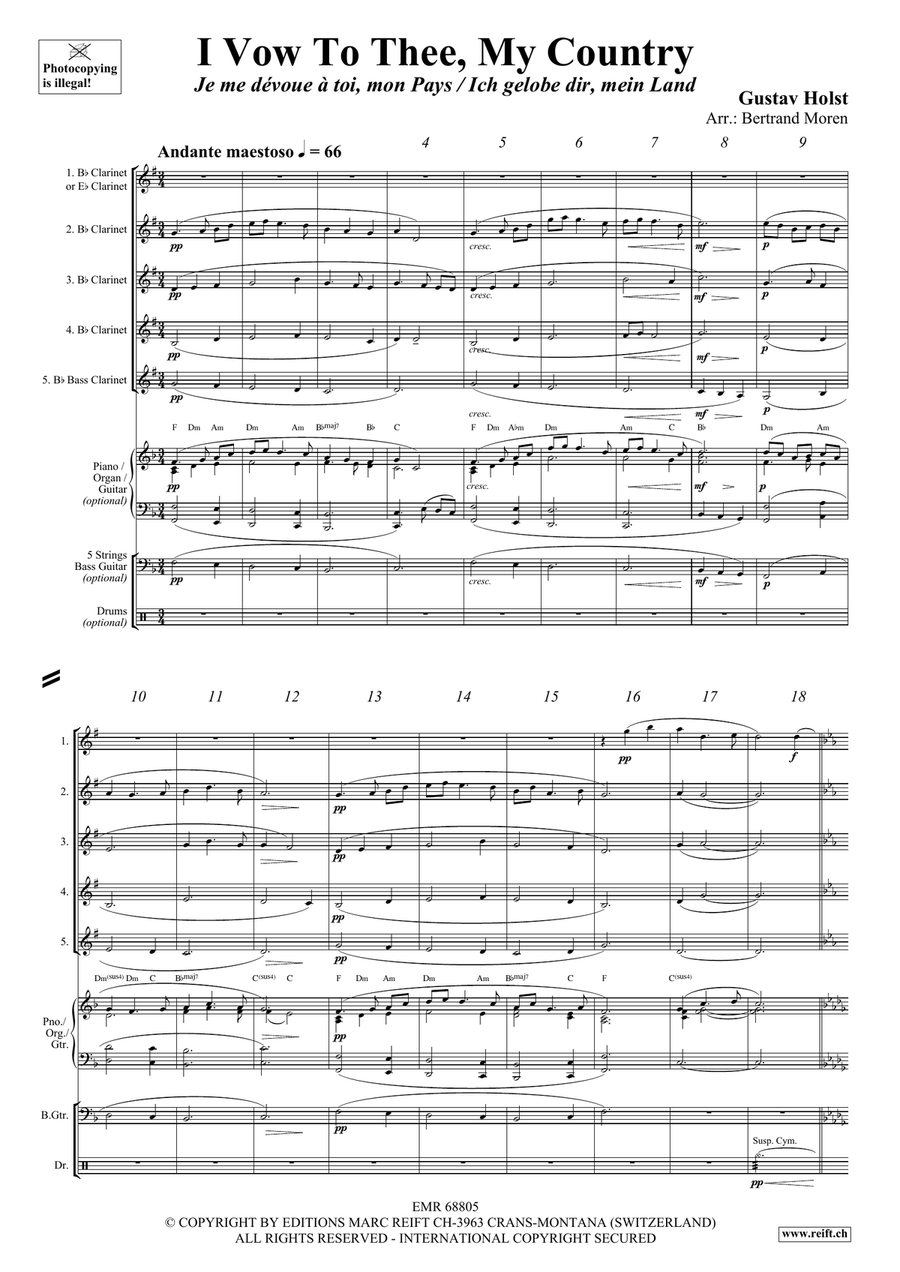 I Vow To Thee, My Country Clarinet Quintet scores gallery preview page 3