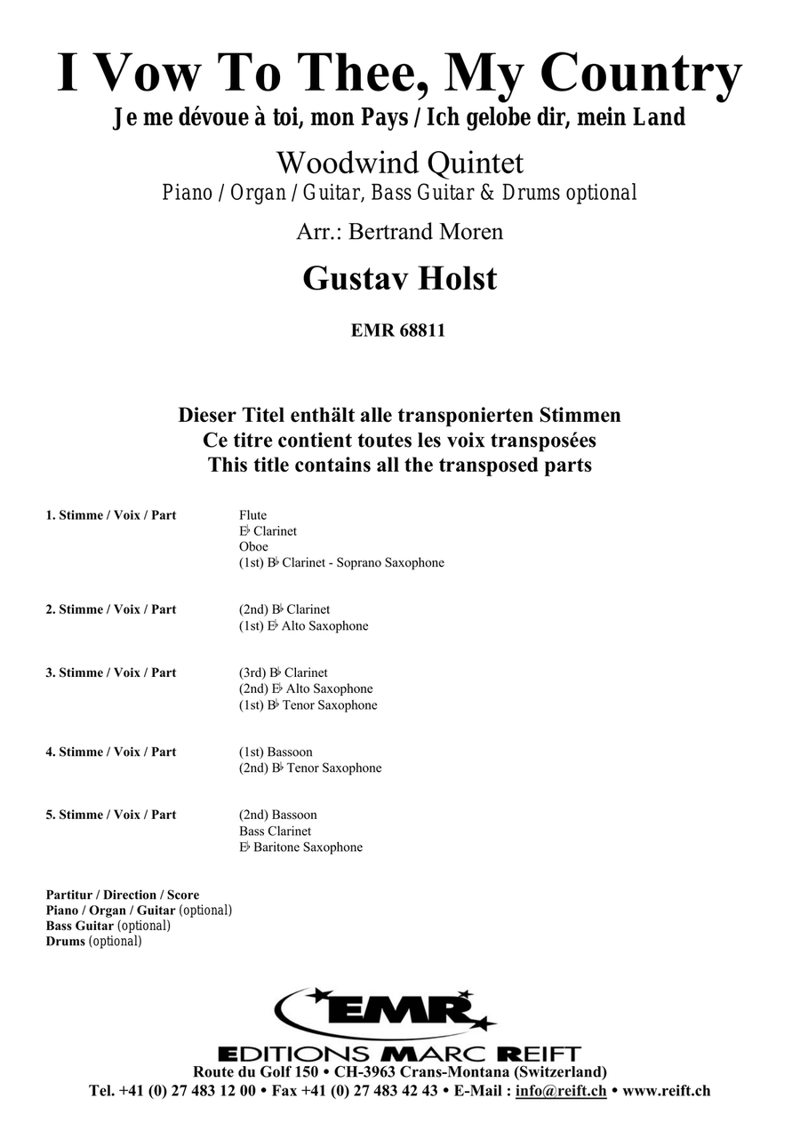 I Vow To Thee, My Country Woodwind Quintet scores gallery preview page 2