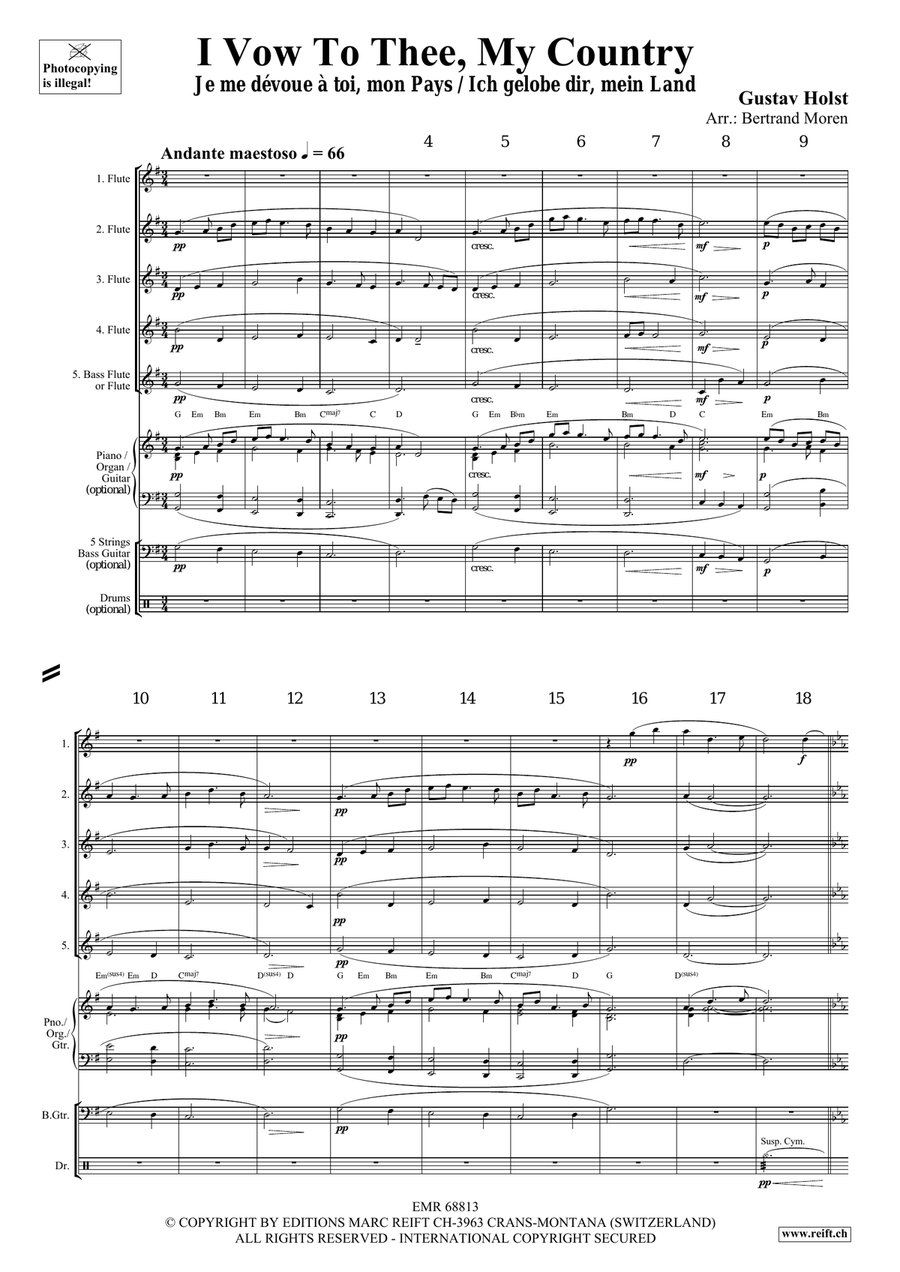 I Vow To Thee, My Country Flute scores gallery preview page 3