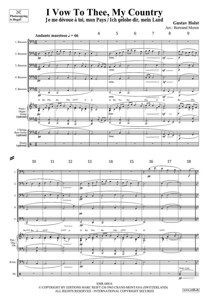 I Vow To Thee, My Country Bassoon scores gallery preview page 3