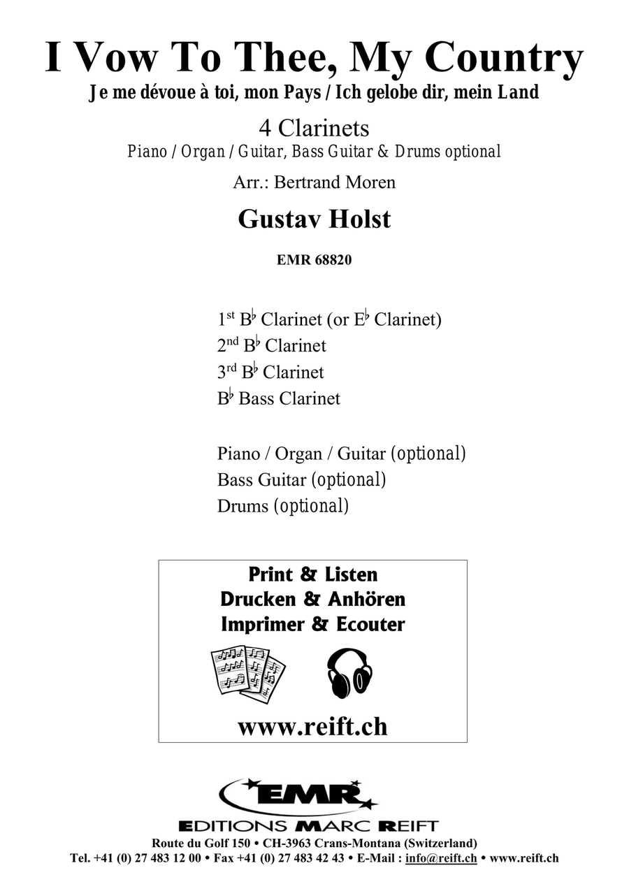 I Vow To Thee, My Country Clarinet Quartet scores gallery preview page 2