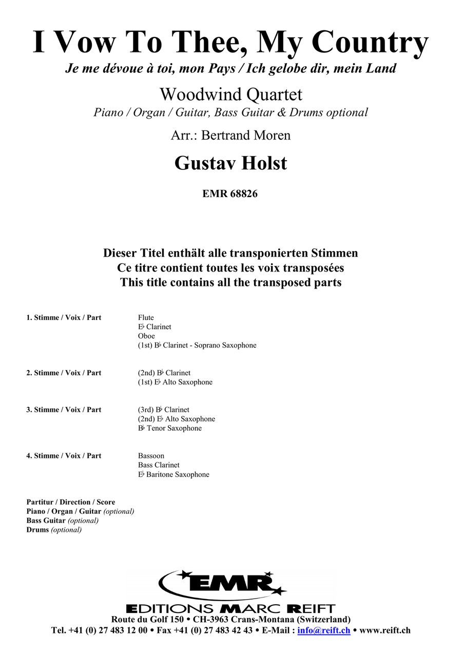 I Vow To Thee, My Country Woodwind Quartet scores gallery preview page 2