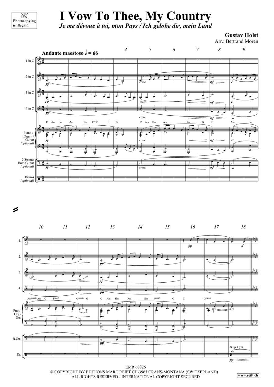 I Vow To Thee, My Country Woodwind Quartet scores gallery preview page 3
