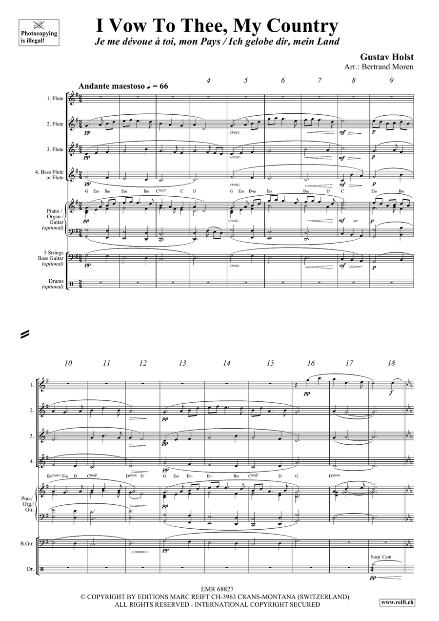 I Vow To Thee, My Country Flute Quartet scores gallery preview page 3