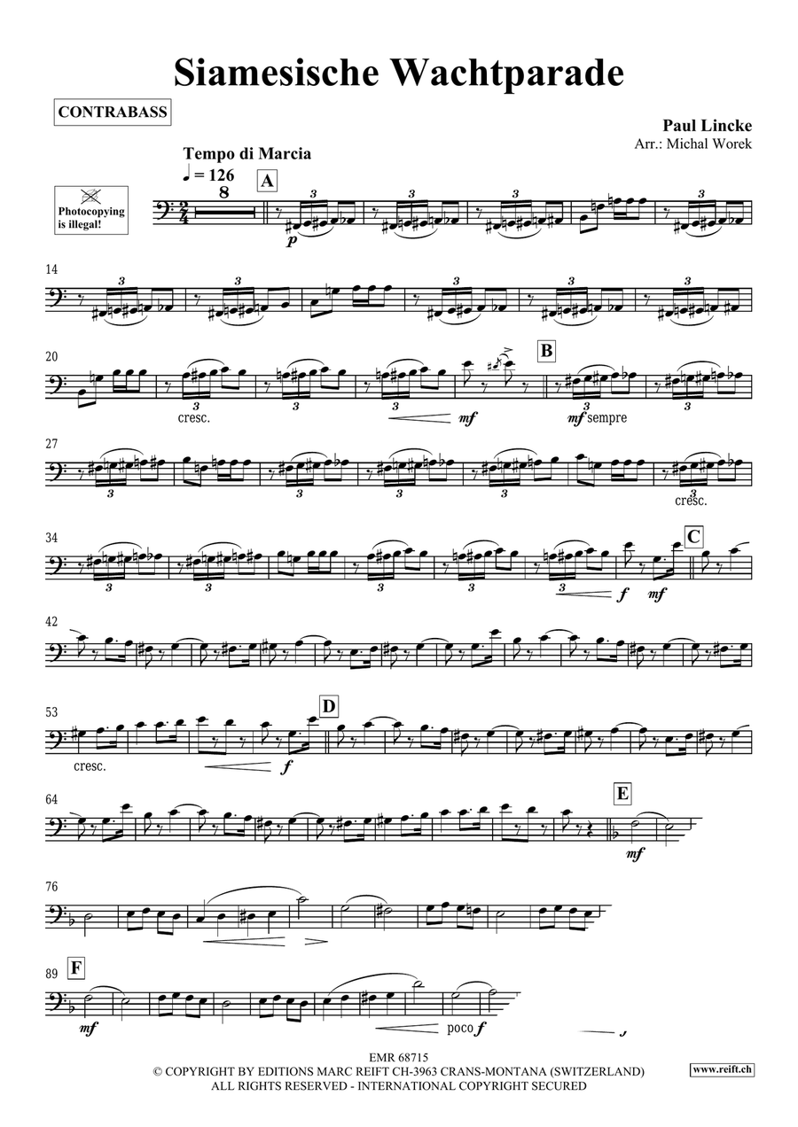 Siamesische Wachtparade Siamesische Wachtparade Double Bass scores gallery preview page 3