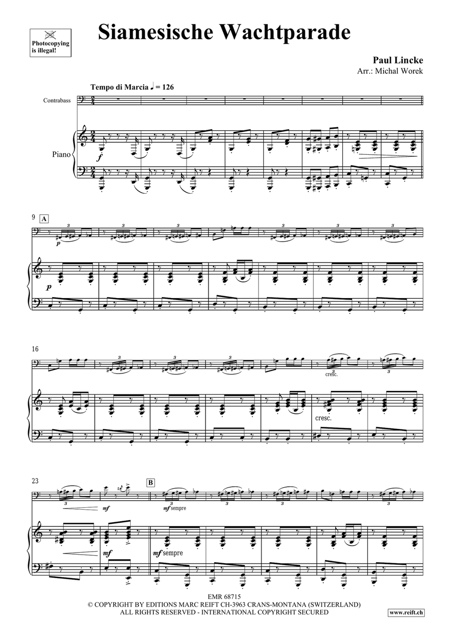 Siamesische Wachtparade Siamesische Wachtparade Double Bass scores gallery preview page 4