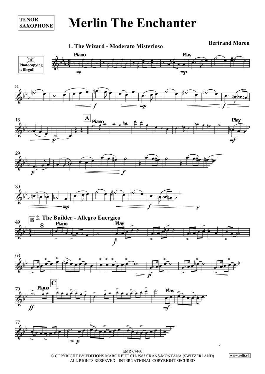 Merlin The Enchanter Merlin The Enchanter Tenor Saxophone scores gallery preview page 4