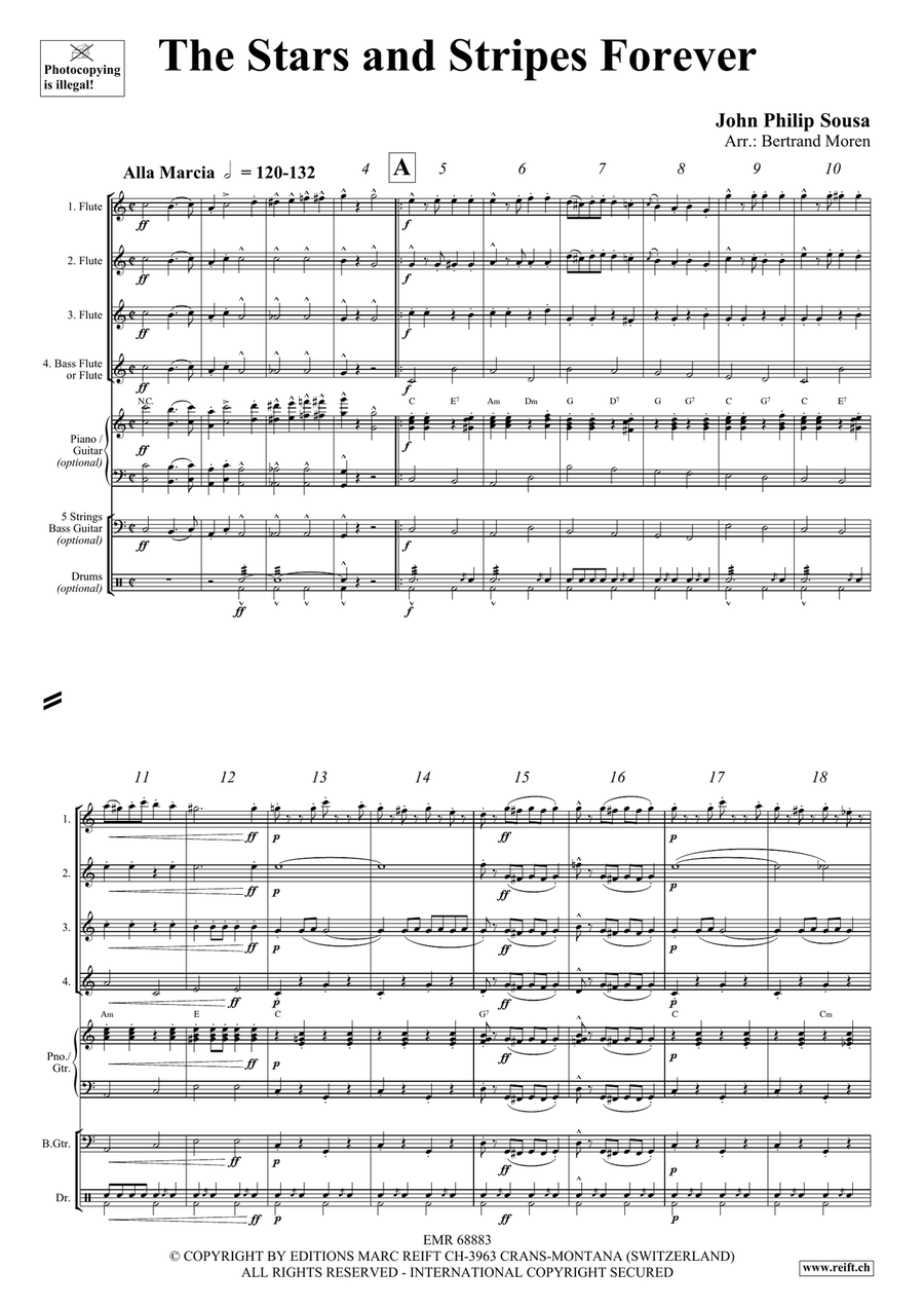 The Stars and Stripes Forever Flute Quartet scores gallery preview page 3
