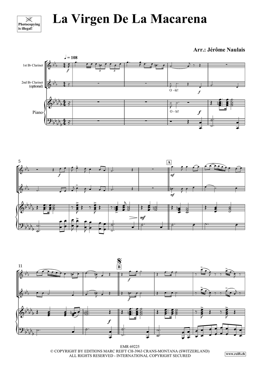 La Virgen De La Macarena by Jerome Naulais Clarinet Duet - Sheet Music page 3