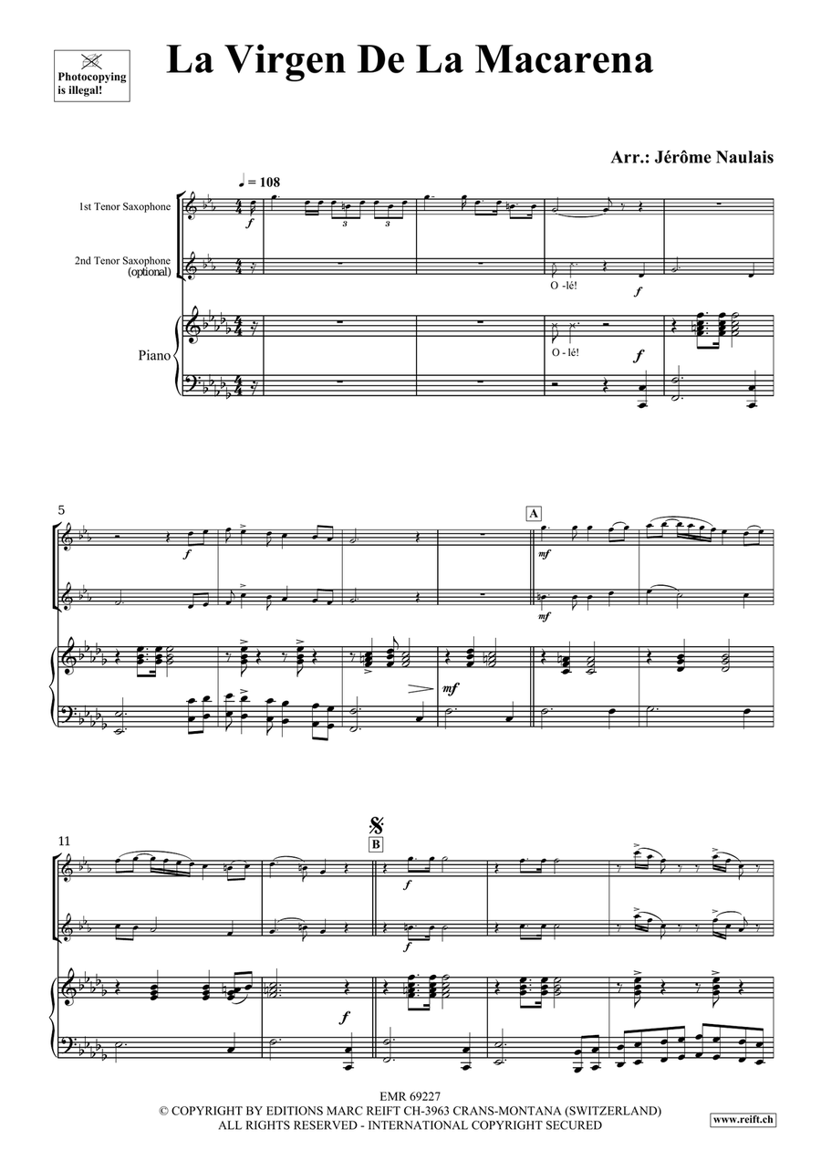 La Virgen De La Macarena by Jerome Naulais Tenor Saxophone - Sheet Music page 3