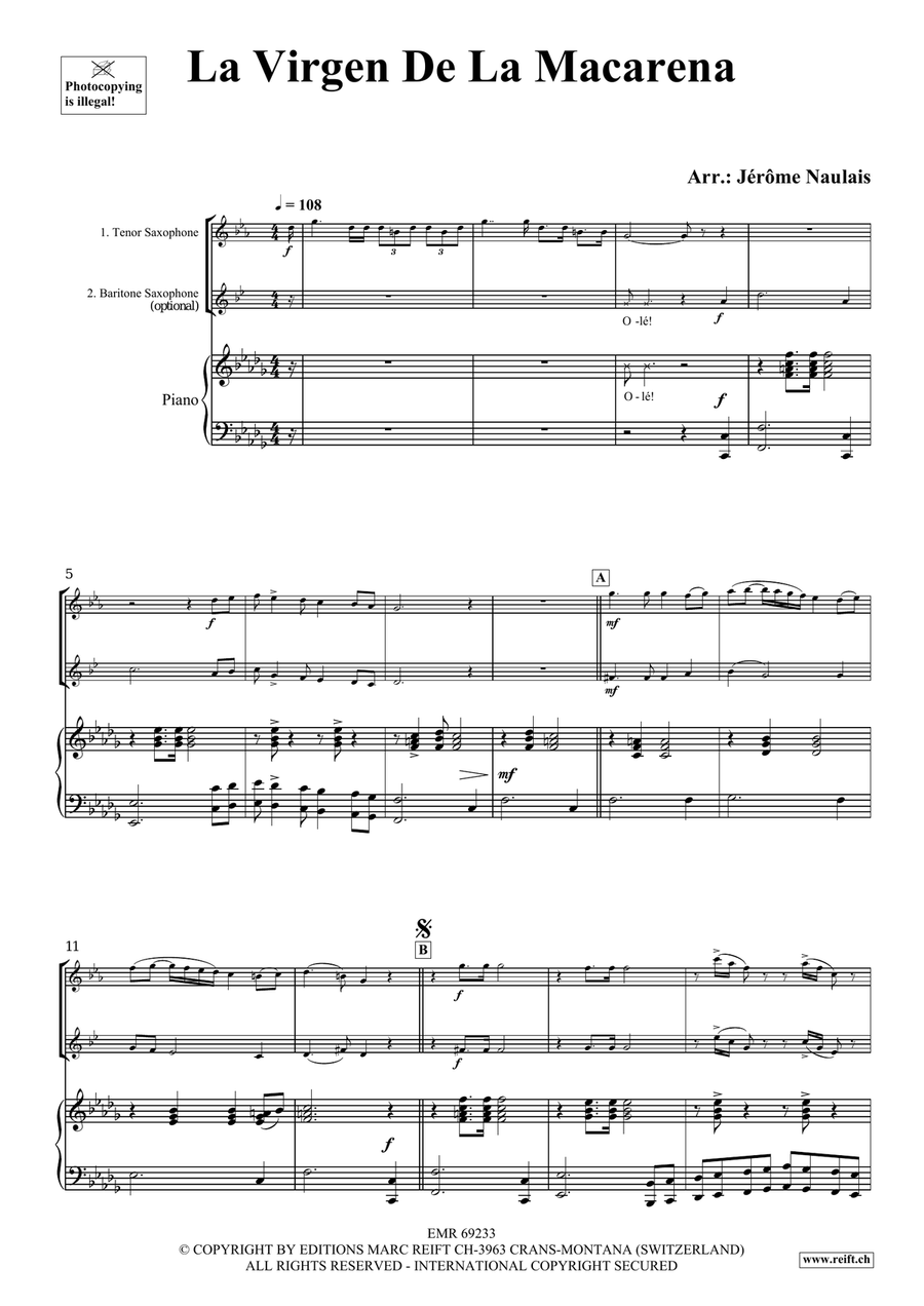 La Virgen De La Macarena Tenor Saxophone scores gallery preview page 3