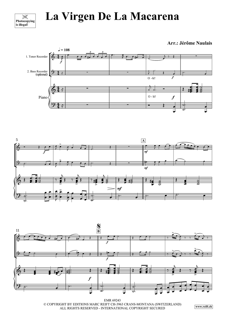 La Virgen De La Macarena La Virgen De La Macarena Tenor Recorder scores gallery preview page 3