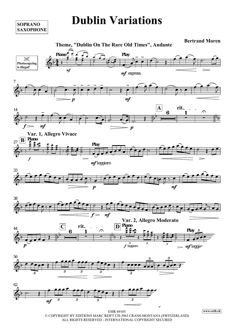 Dublin Variations Dublin Variations Soprano Saxophone scores gallery preview page 4