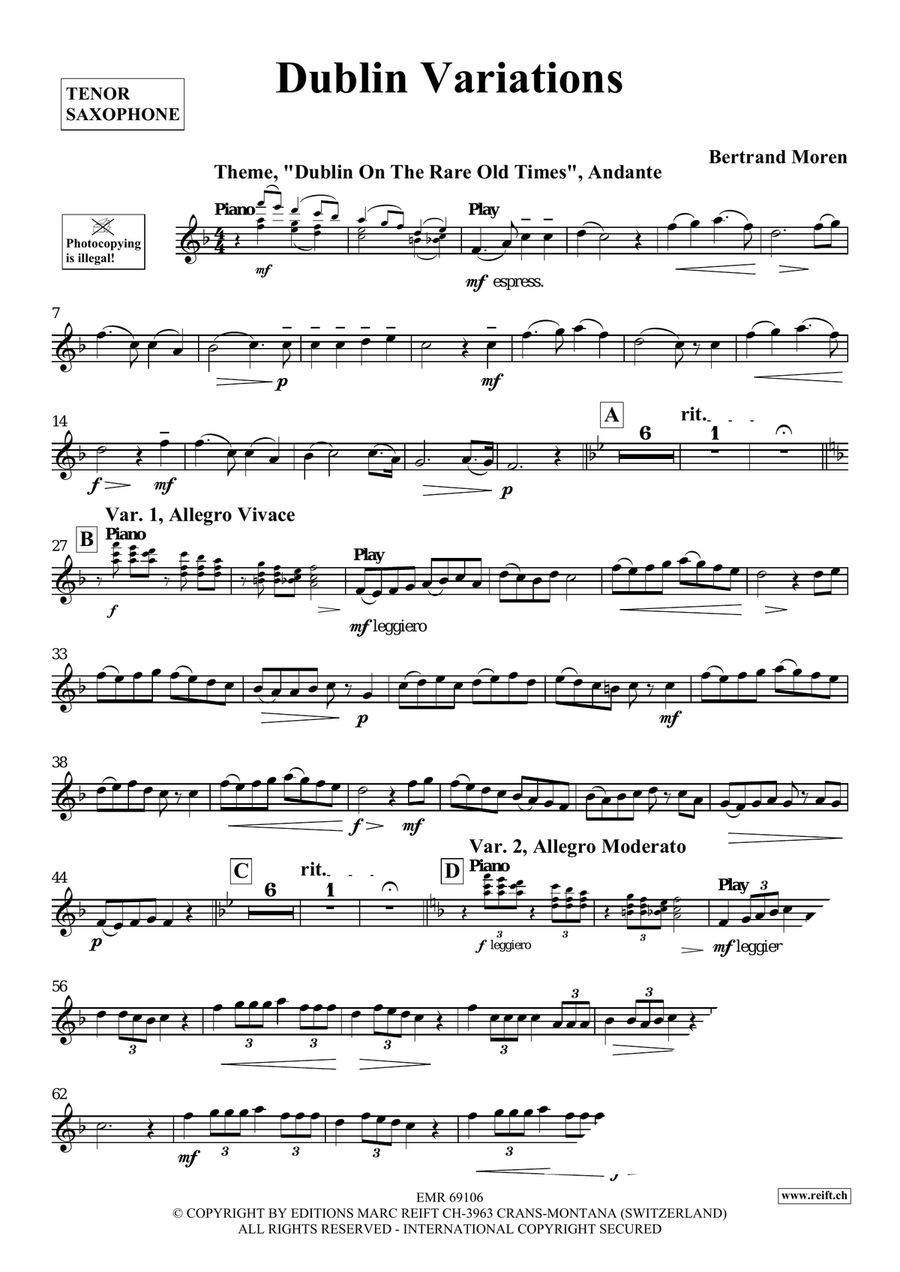 Dublin Variations Dublin Variations Tenor Saxophone scores gallery preview page 4