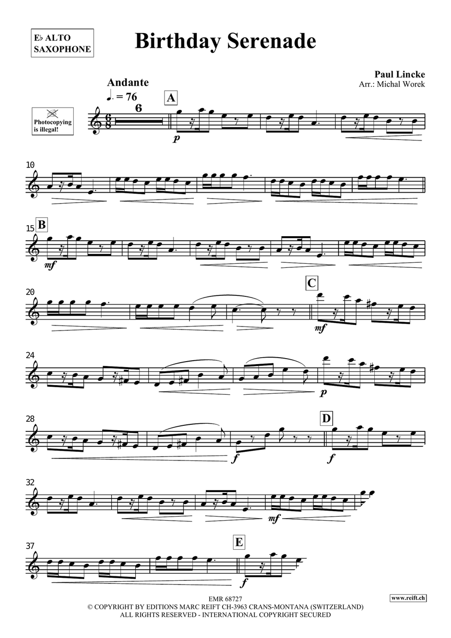 Birthday Serenade Birthday Serenade Alto Saxophone scores gallery preview page 3
