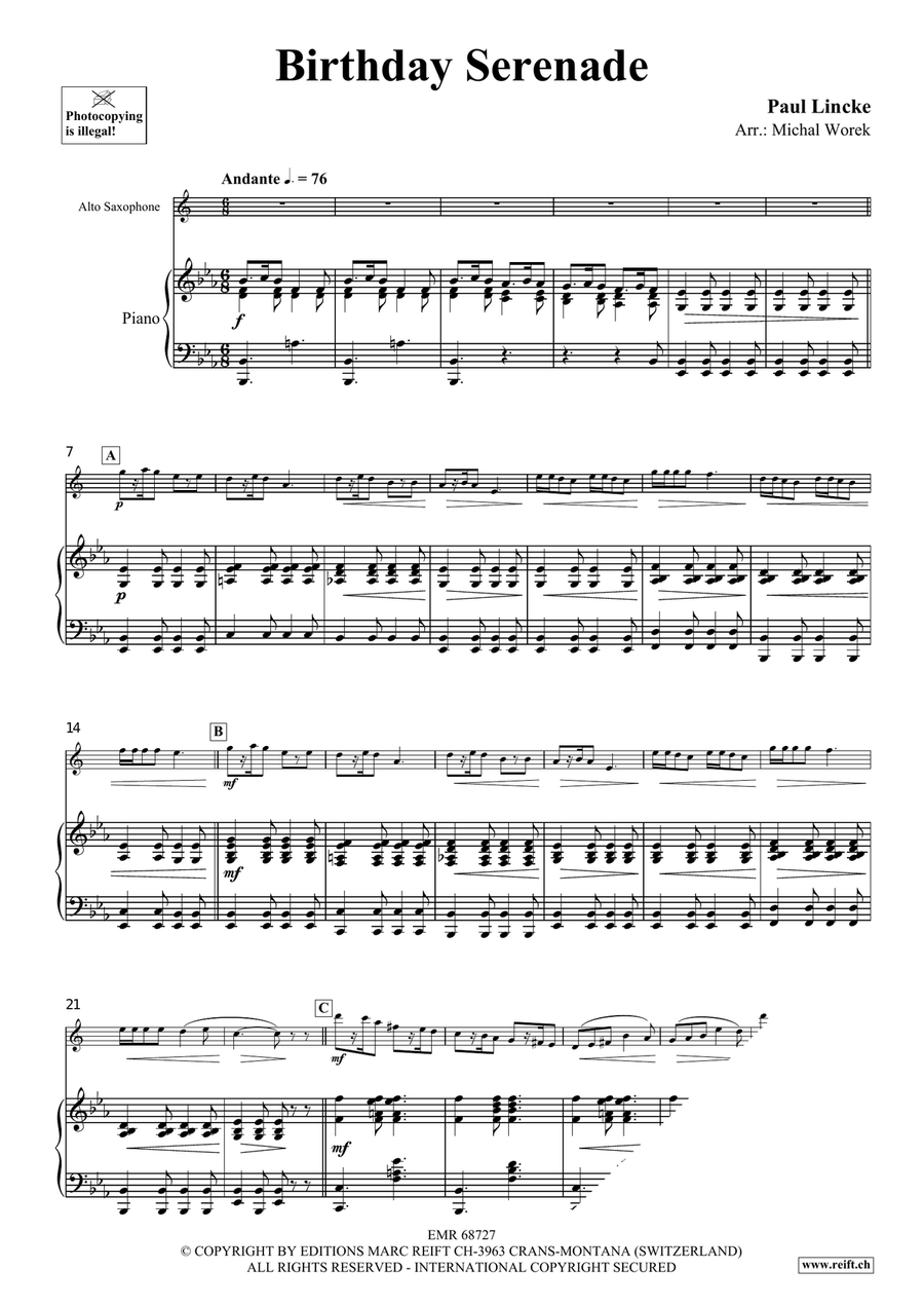 Birthday Serenade Birthday Serenade Alto Saxophone scores gallery preview page 4